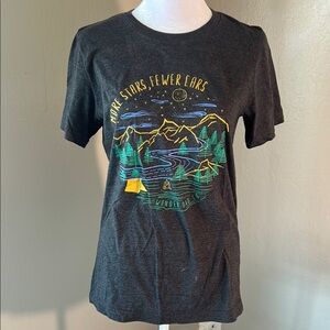 Graphic Tee with Mountain and Forest Design